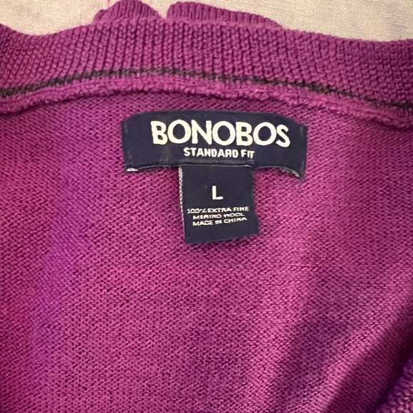 Bonobos Merino Wool Purple V-Neck Sweater - Picture 4 of 4